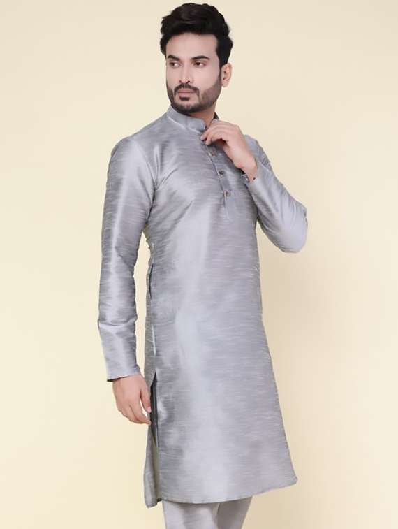 men solid mandarin neck long kurta - 22227726 -  Standard Image - 2