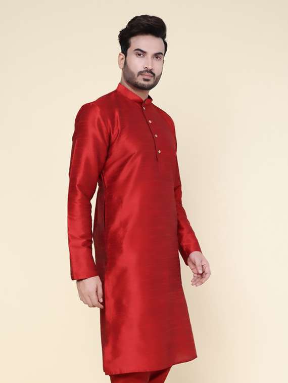men solid mandarin neck long kurta - 22227727 -  Standard Image - 2