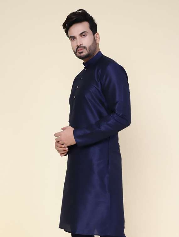 men solid mandarin neck long kurta - 22227728 -  Standard Image - 2