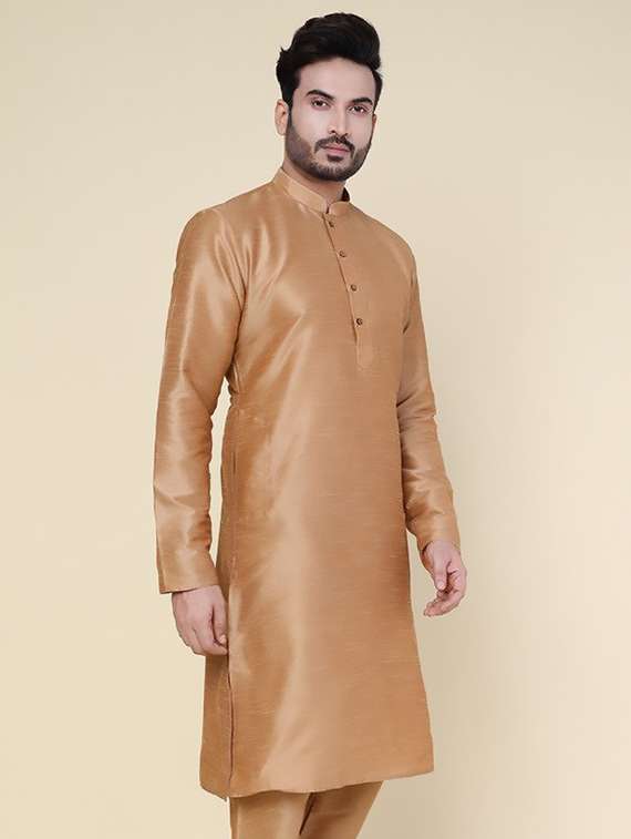 men solid mandarin neck long kurta - 22227730 -  Standard Image - 2