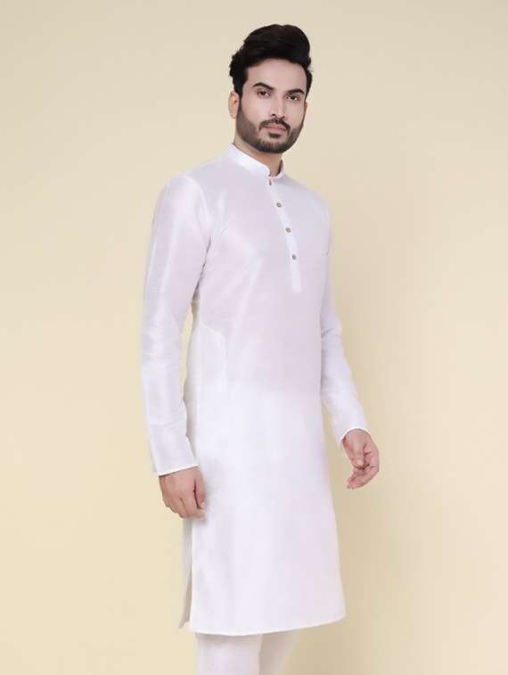 men solid mandarin neck long kurta - 22227731 -  Standard Image - 2