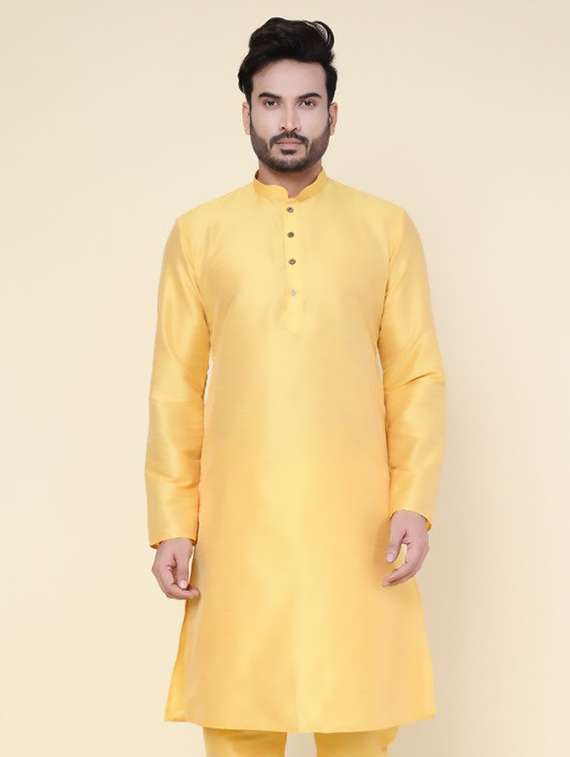 men solid mandarin neck long kurta