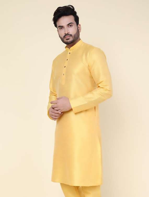 men solid mandarin neck long kurta - 22227732 -  Standard Image - 2