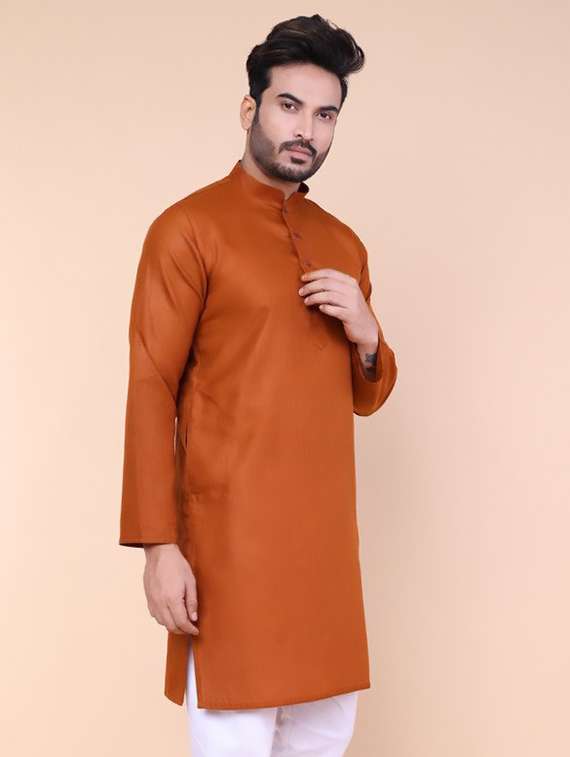 men solid mandarin neck long sleeve kurta - 22227735 -  Standard Image - 2