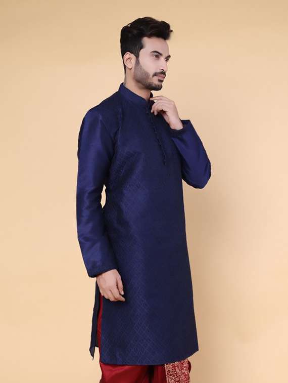 men self design mandarin neck long kurta - 22227738 -  Standard Image - 2