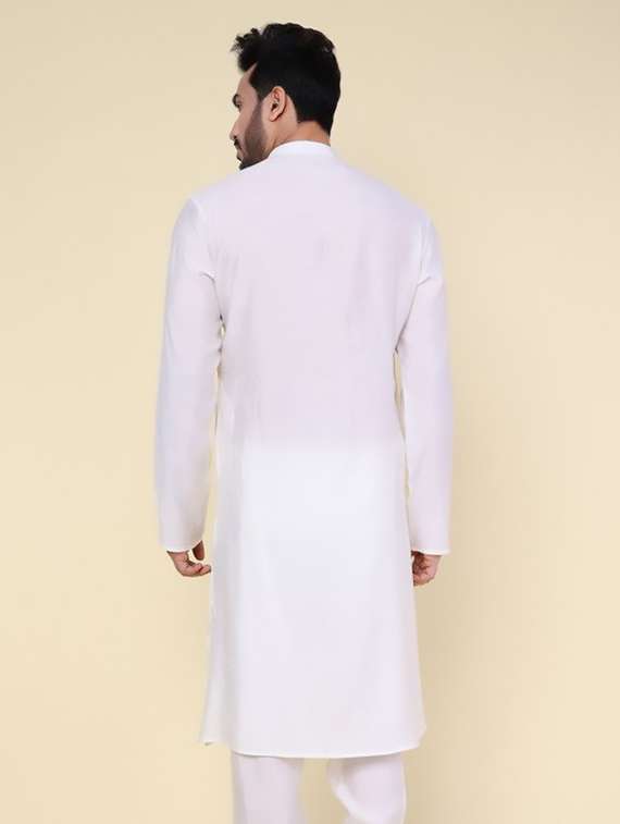 men solid mandarin neck long kurta - 22227740 -  Standard Image - 2