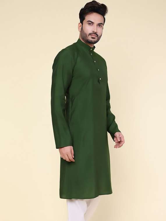 men solid mandarin neck long kurta - 22227741 -  Standard Image - 2