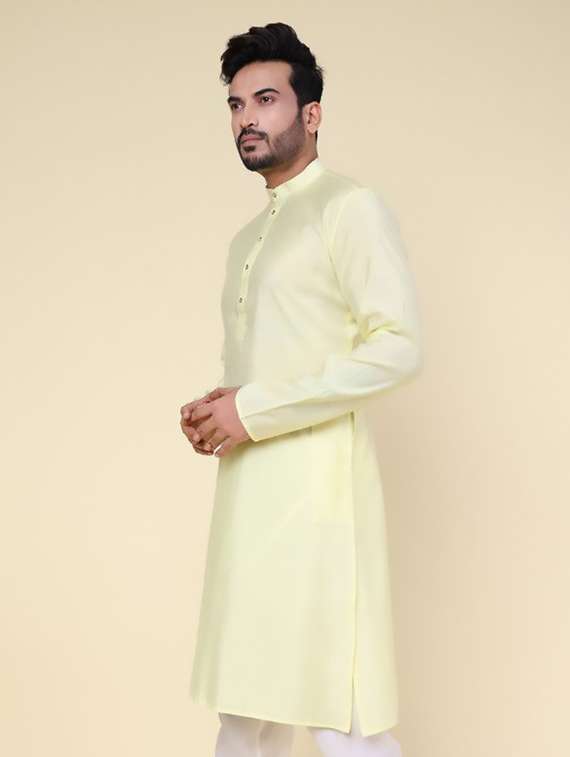men solid mandarin neck long kurta - 22227743 -  Standard Image - 2