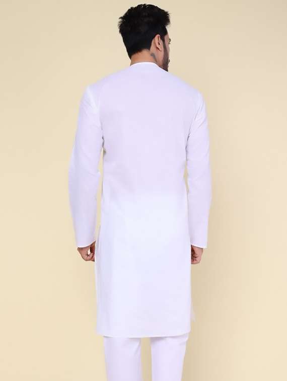 white cotton long  kurta - 22227745 -  Standard Image - 2