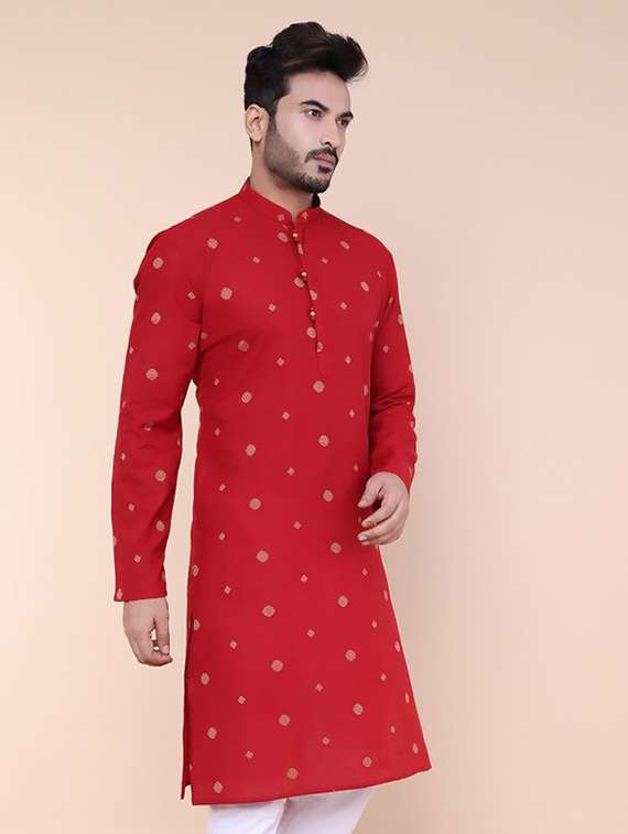 men self design mandarin neck long kurta - 22227746 -  Standard Image - 2