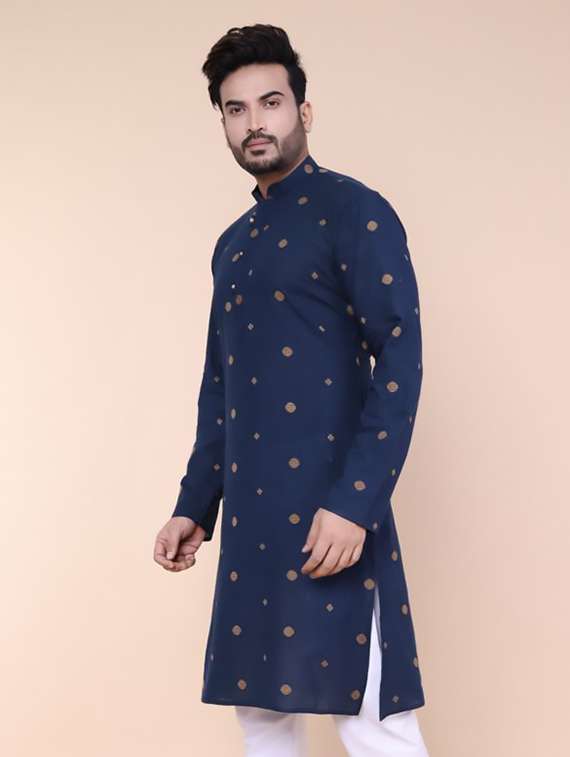 men self design mandarin neck long kurta - 22227748 -  Standard Image - 2