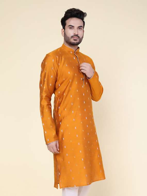 men self design mandarin neck long kurta - 22227752 -  Standard Image - 2