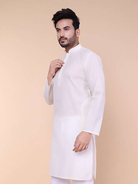 men solid mandarin neck long kurta - 22227753 -  Standard Image - 2