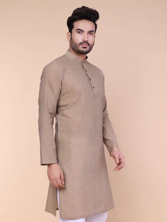 men solid mandarin neck long kurta - 22227754 -  Standard Image - 2