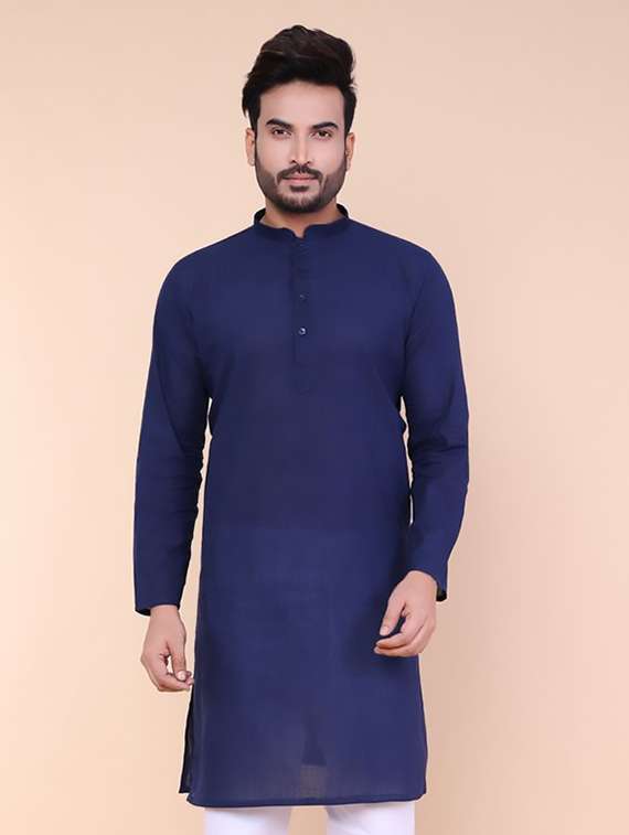 men solid mandarin neck long kurta