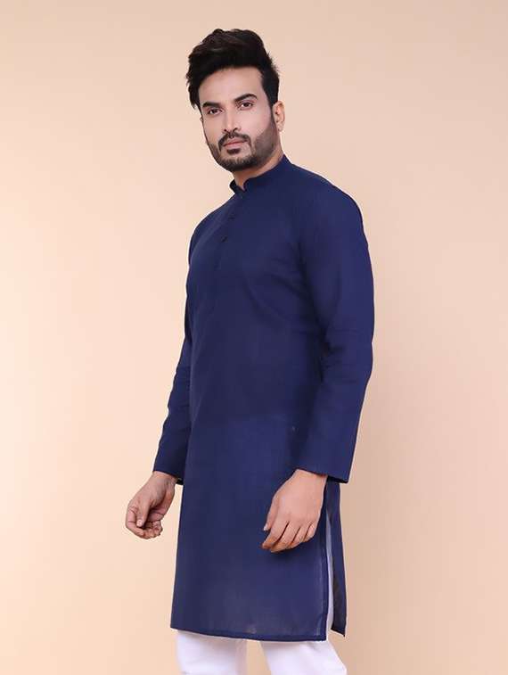 men solid mandarin neck long kurta - 22227755 -  Standard Image - 2
