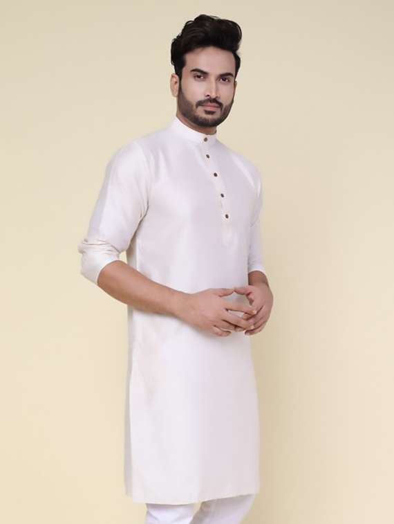 men solid mandarin neck long kurta - 22227758 -  Standard Image - 2