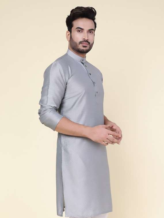 men self design mandarin neck long kurta - 22227759 -  Standard Image - 2