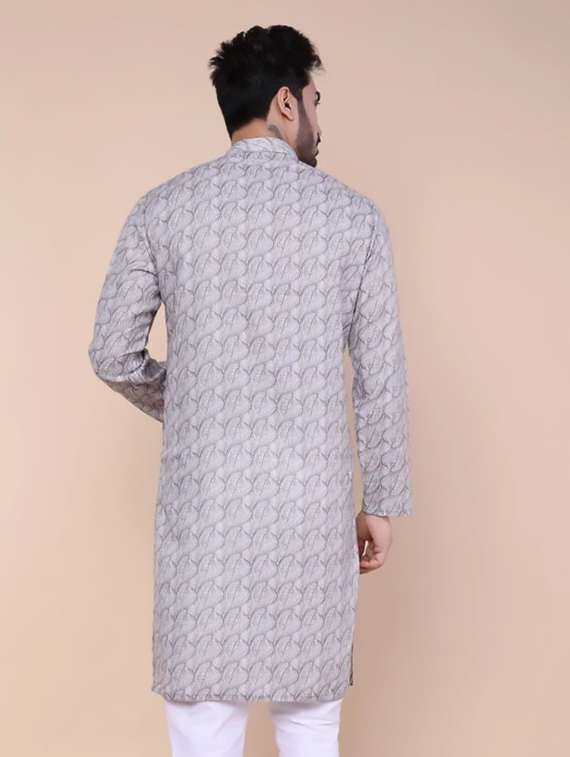 men printed mandarin neck long kurta - 22227765 -  Standard Image - 2