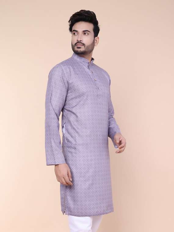 men printed mandarin neck long kurta - 22227767 -  Standard Image - 2