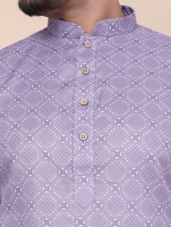 men printed mandarin neck long kurta - 22227767 -  Standard Image - 7