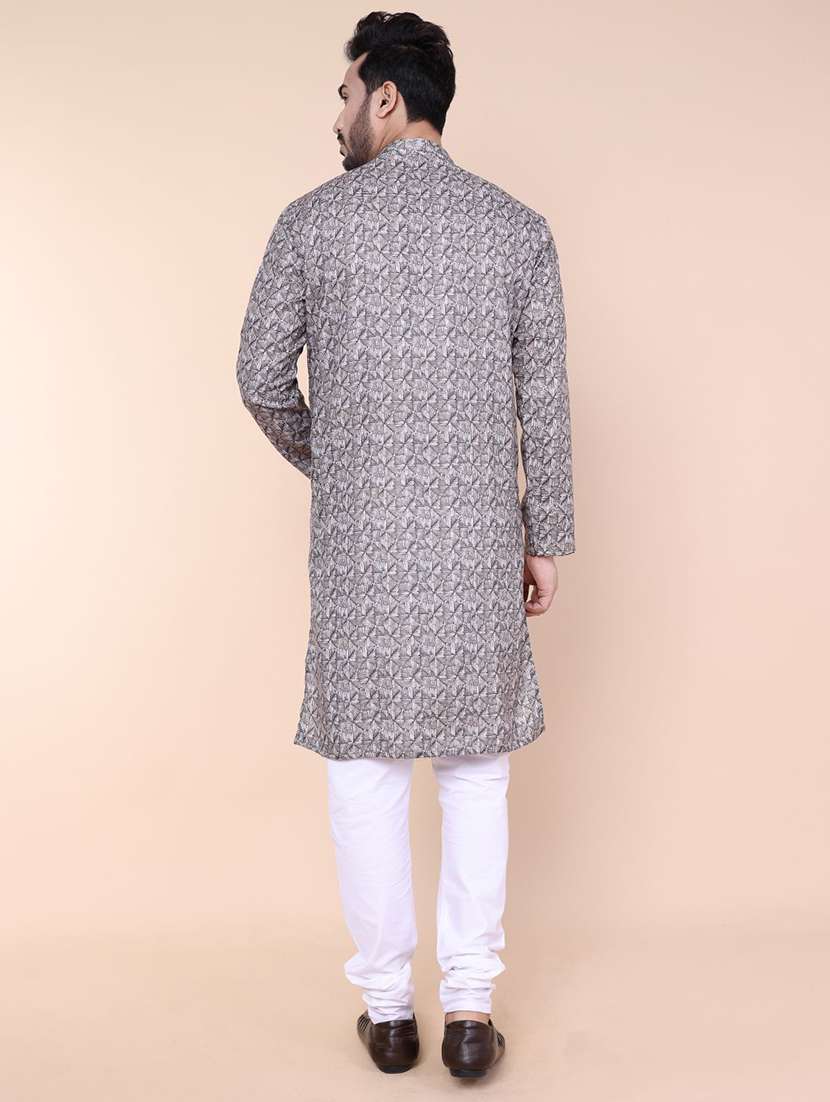 men printed mandarin neck long kurta - 22227768 -  Standard Image - 7