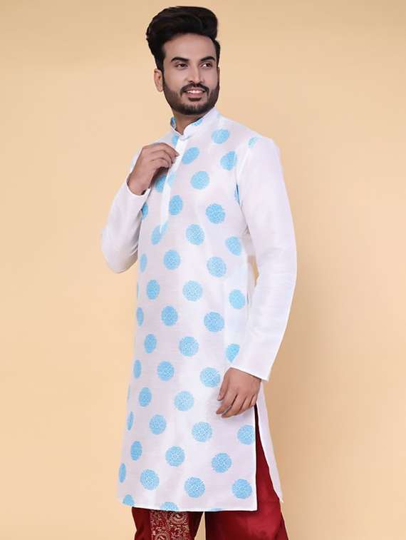 men printed mandarin neck long kurta - 22227769 -  Standard Image - 2