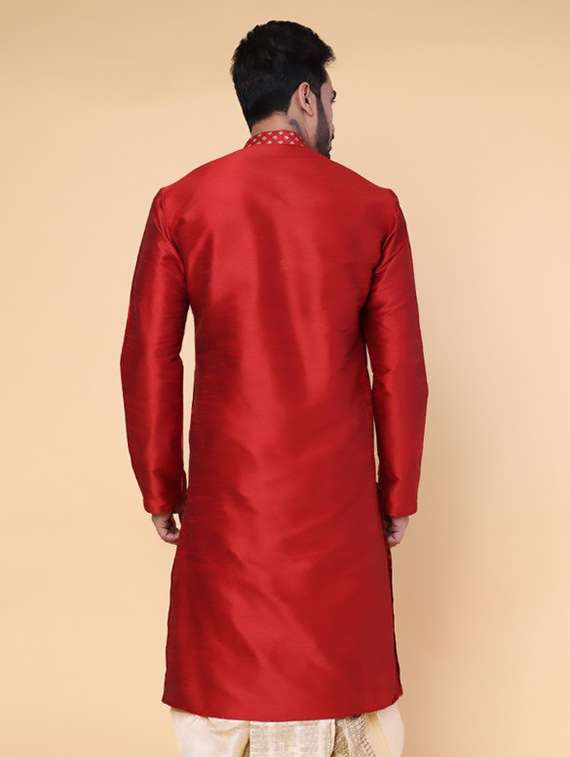 men self design mandarin neck long kurta - 22227770 -  Standard Image - 2
