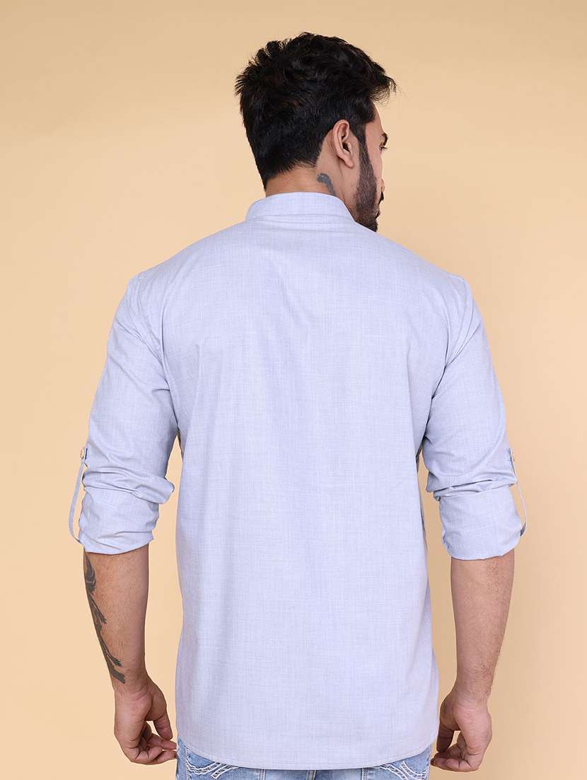 men solid mandarin neck short kurta - 22227779 -  Standard Image - 2