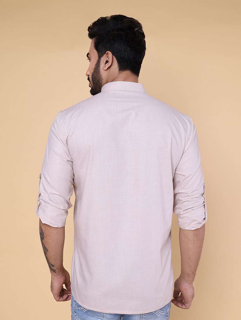 men solid mandarin neck short kurta - 22227780 -  Standard Image - 2