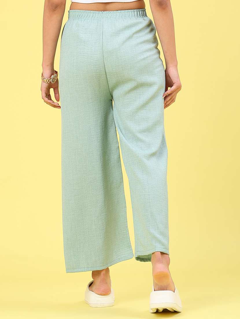 Women Solid High Rise Wide Leg Trouser - 22227924 -  Standard Image - 2