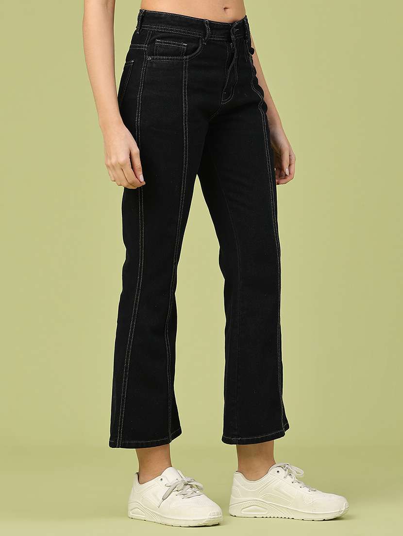 women solid mid rise bootcut jeans - 22227973 -  Standard Image - 2