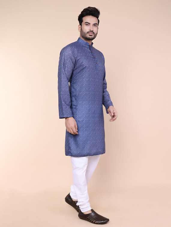men printed mandarin neck kurta churidar ethnic wear set - 22227993 -  Standard Image - 2