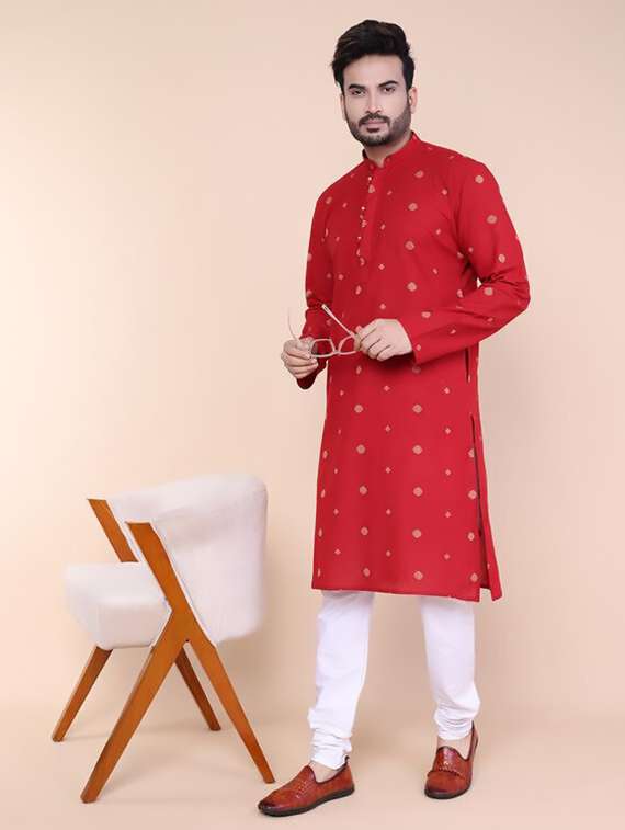 men self design long sleeve kurta churidar ethnic wear set - 22227994 -  Standard Image - 2
