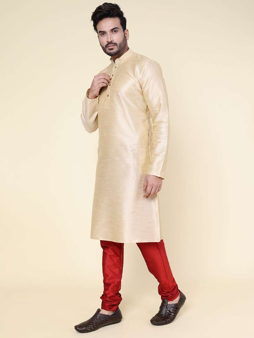 men solid long sleeve kurta churidar ethnic wear set - 22227995 -  Standard Image - 2