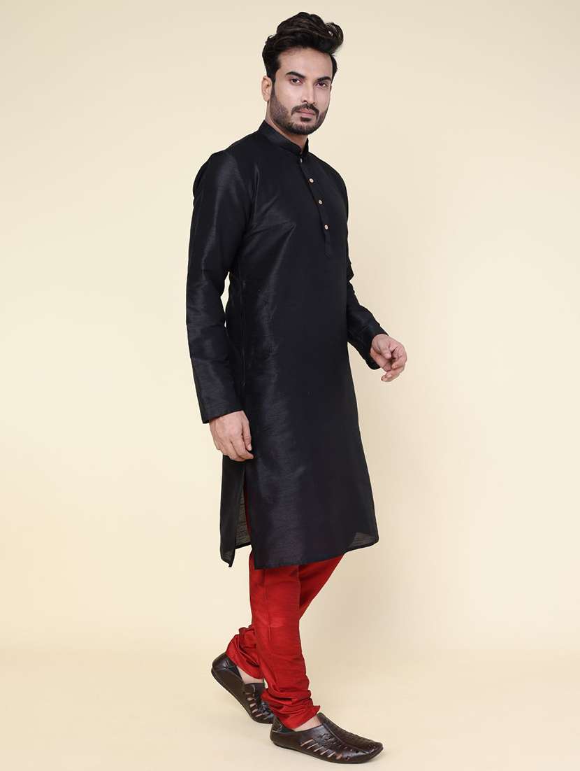men solid long sleeve kurta churidar ethnic wear set - 22227999 -  Standard Image - 2