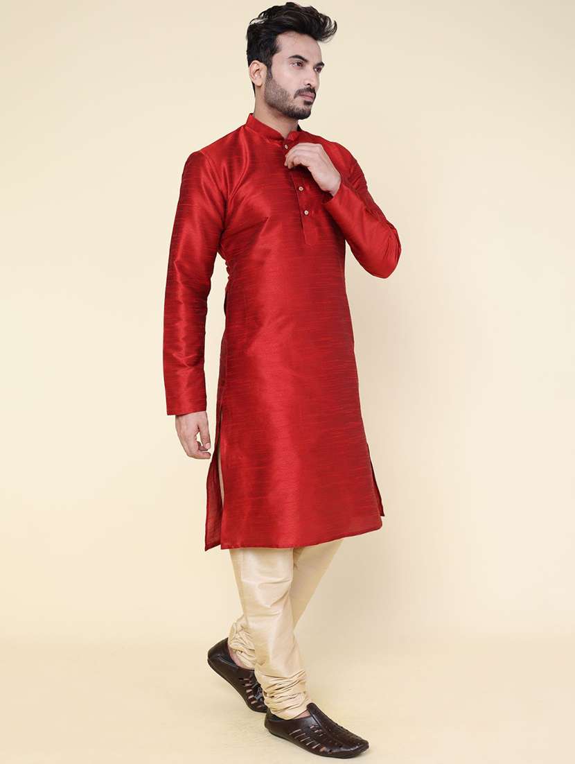 men solid long sleeve kurta churidar ethnic wear set - 22228000 -  Standard Image - 2