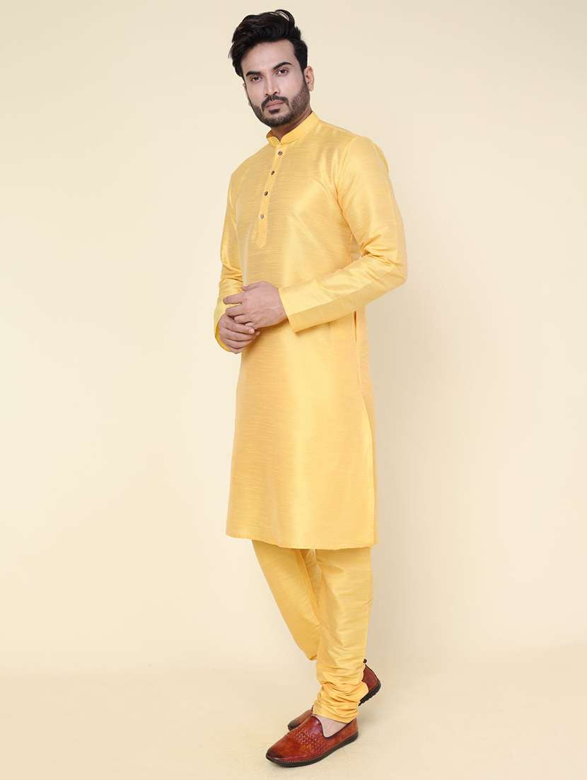 men solid long sleeve kurta churidar ethnic wear set - 22228007 -  Standard Image - 2