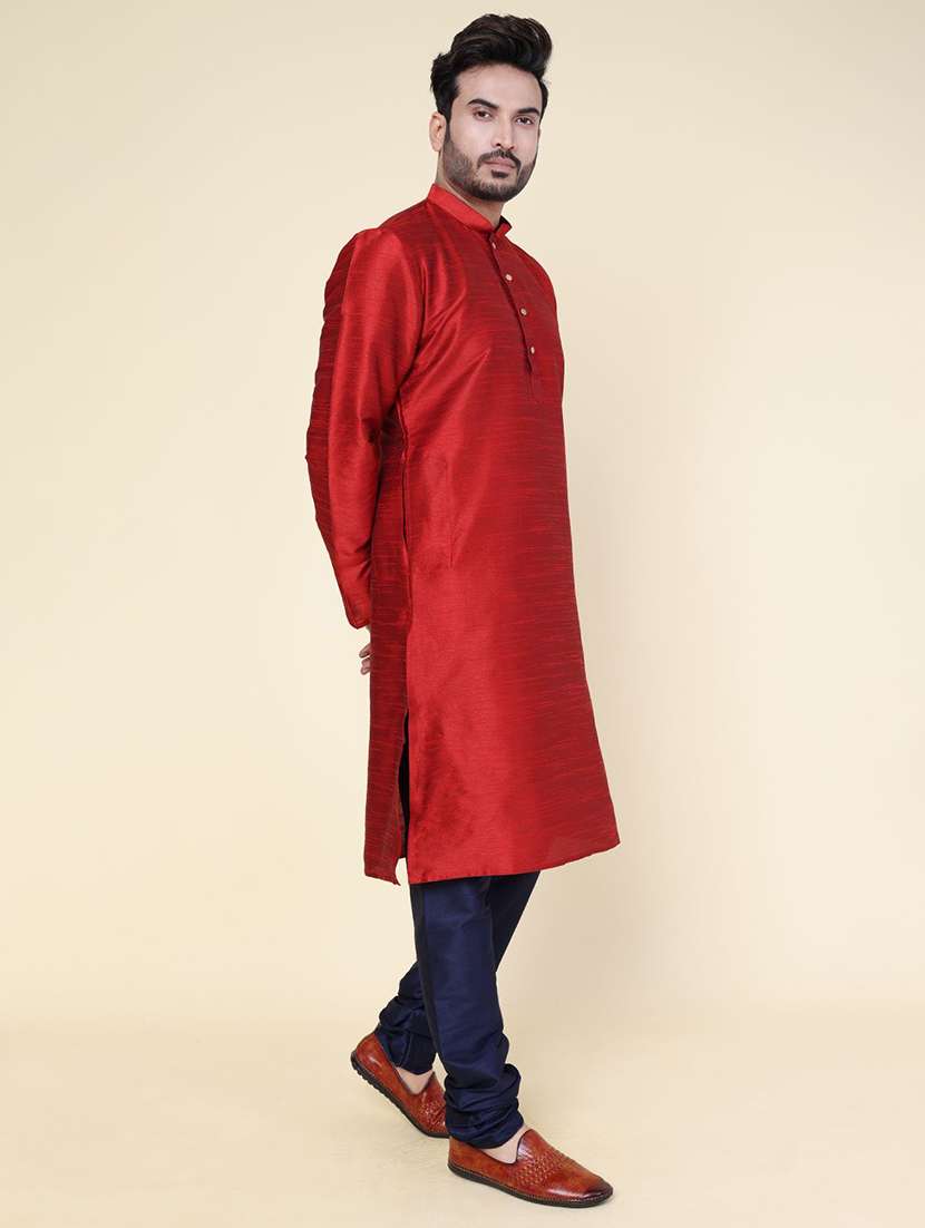 men solid long sleeve kurta churidar ethnic wear set - 22228032 -  Standard Image - 2