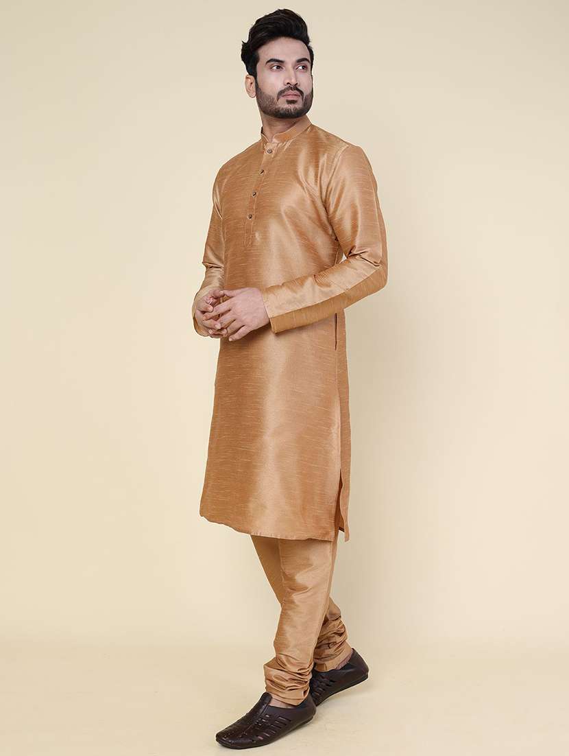 men solid long sleeve kurta churidar ethnic wear set - 22228041 -  Standard Image - 2