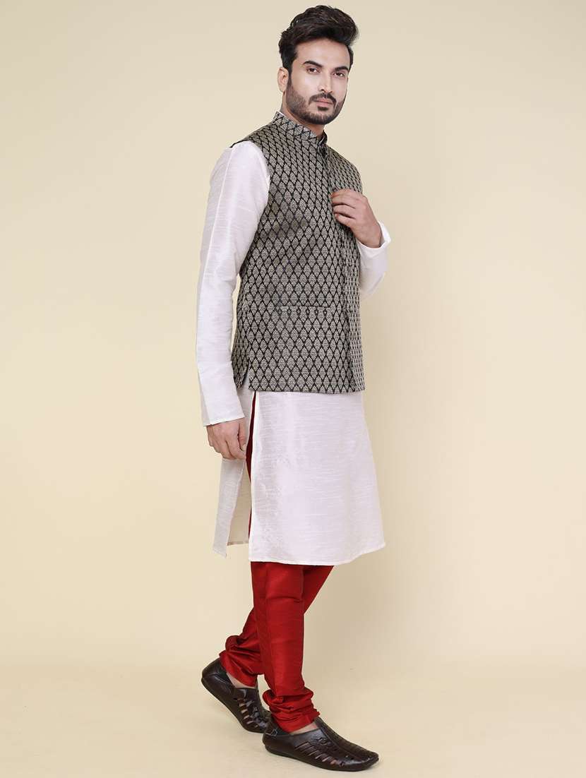 men solid mandarin neck kurta pyjama ethnic wear set - 22228044 -  Standard Image - 2