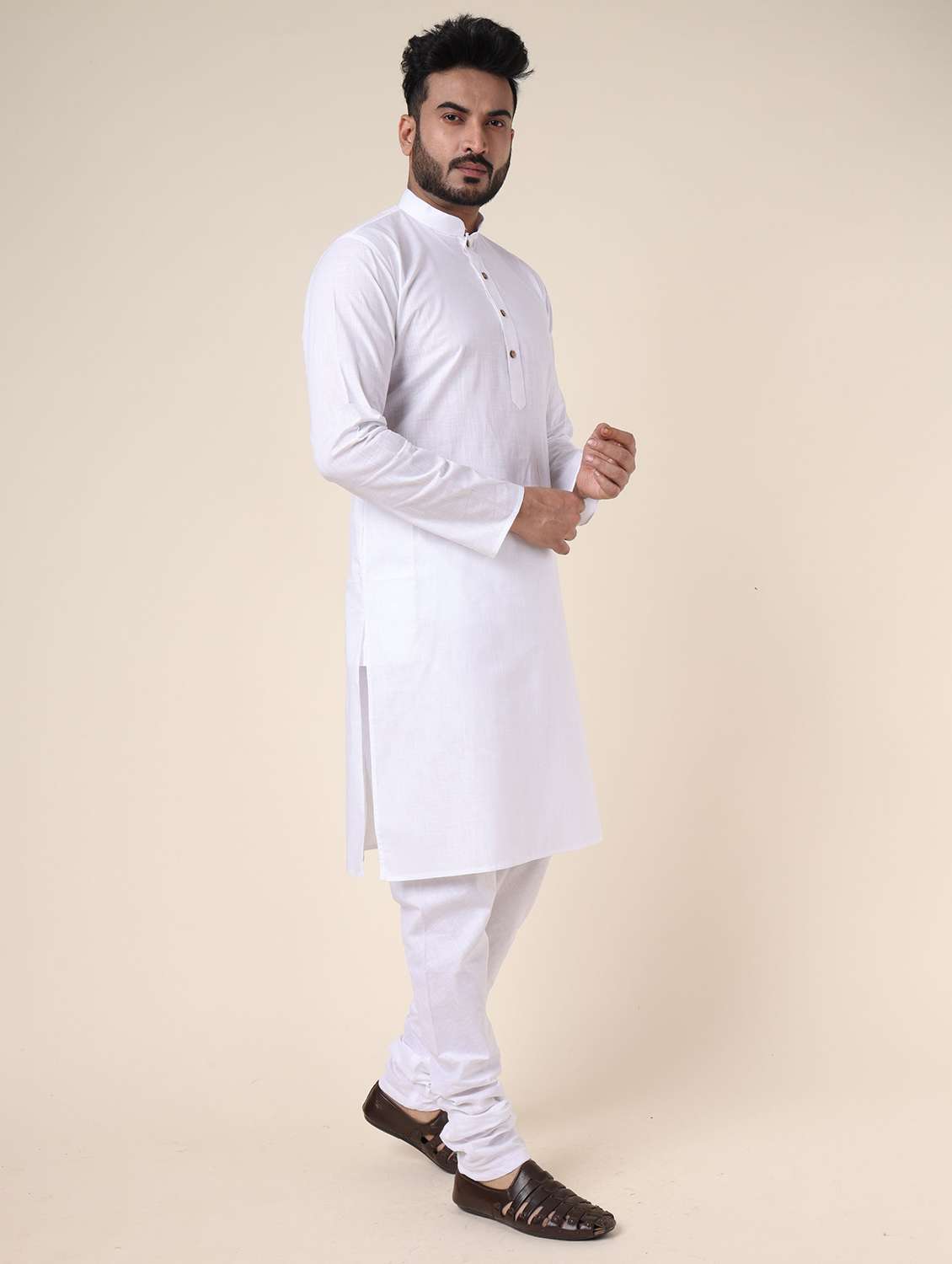 men solid long sleeve kurta churidar ethnic wear set - 22228051 -  Standard Image - 2