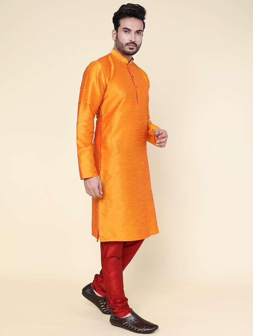 men solid long sleeve kurta churidar ethnic wear set - 22228053 -  Standard Image - 2