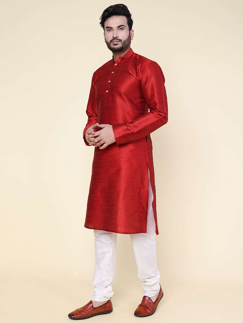 men solid long sleeve kurta churidar ethnic wear set - 22228067 -  Standard Image - 2