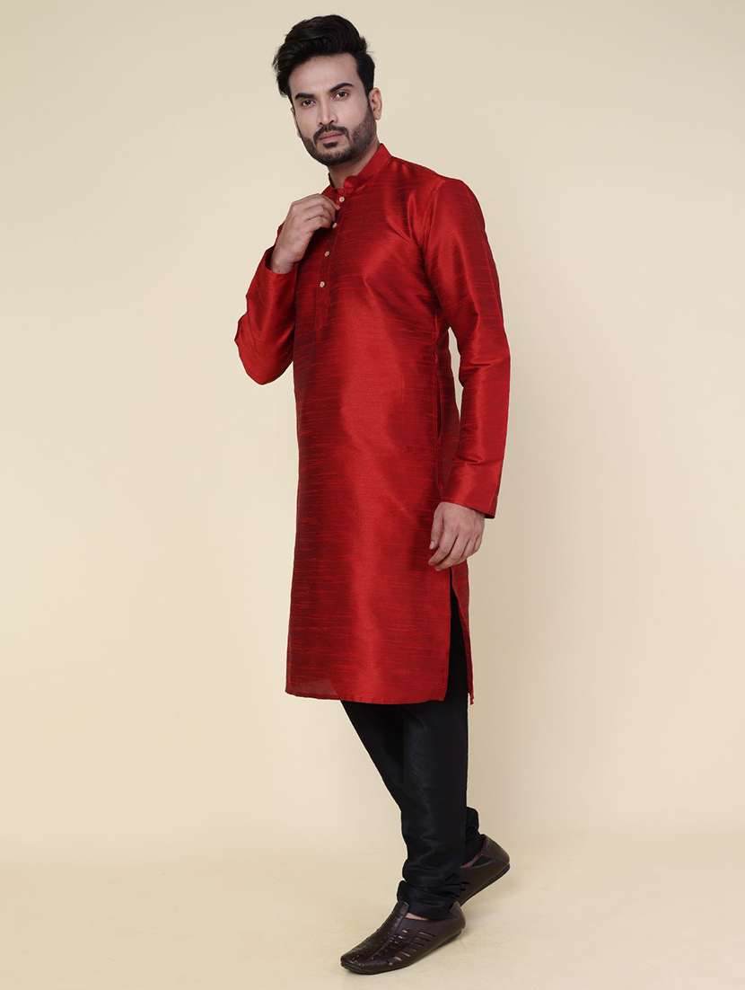 men solid long sleeve kurta churidar ethnic wear set - 22228068 -  Standard Image - 2