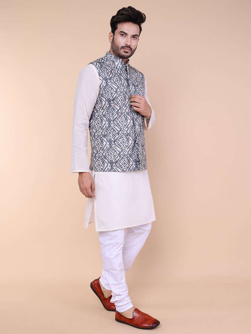 men solid mandarin neck kurta pyjama ethnic wear set - 22228071 -  Standard Image - 2