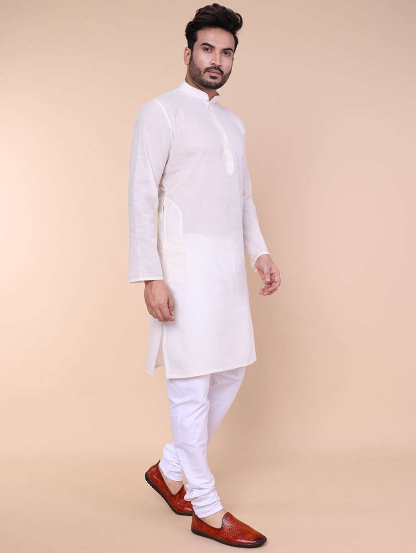 cream khadi cotton kurta pyjama ethnic wear set - 22228074 -  Standard Image - 2