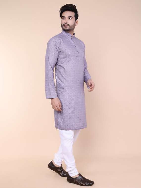 purple cotton blend kurta pyjama ethnic wear set - 22228075 -  Standard Image - 2