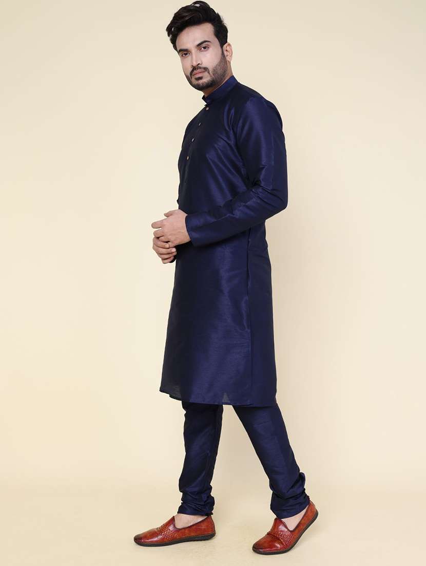 men solid long sleeve kurta churidar ethnic wear set - 22228079 -  Standard Image - 2