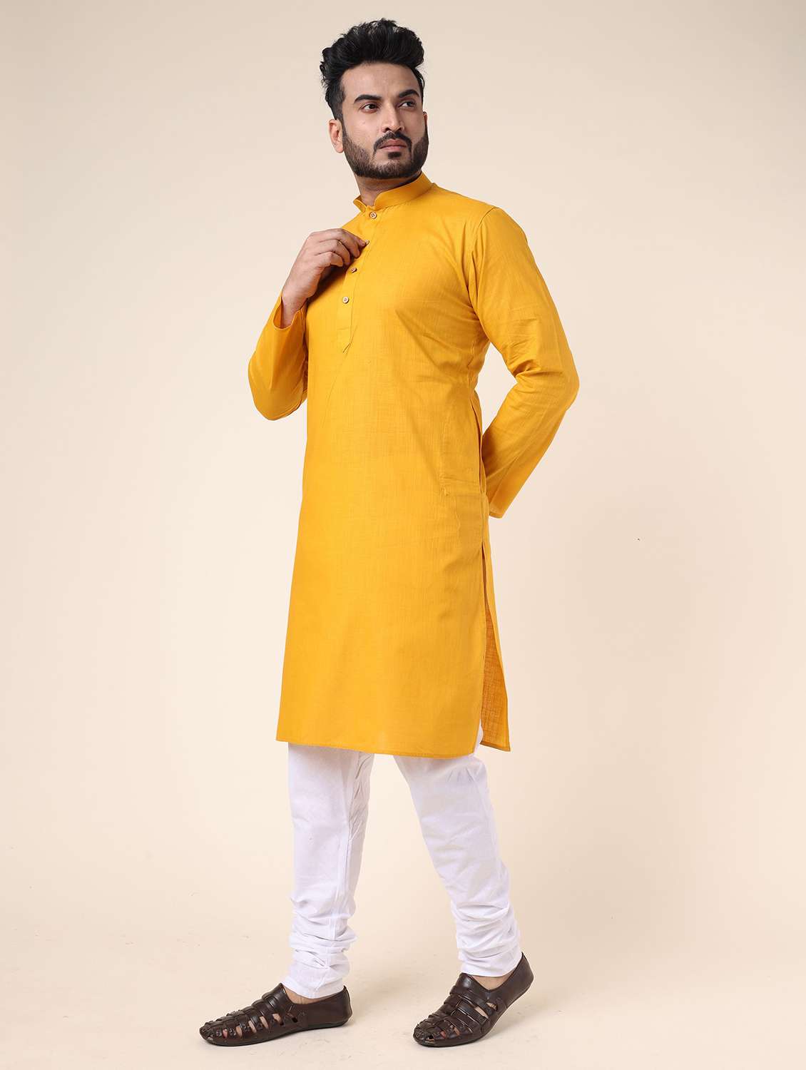 men solid long sleeve kurta churidar ethnic wear set - 22228083 -  Standard Image - 2